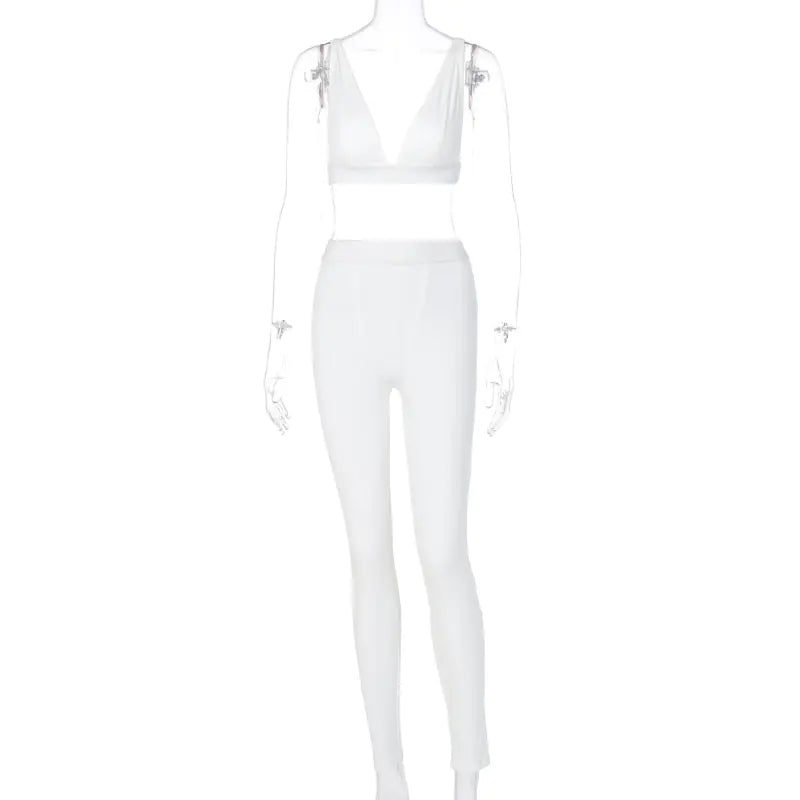 Conjunto de Yoga con Escote en V - Otoño 2 Piezas