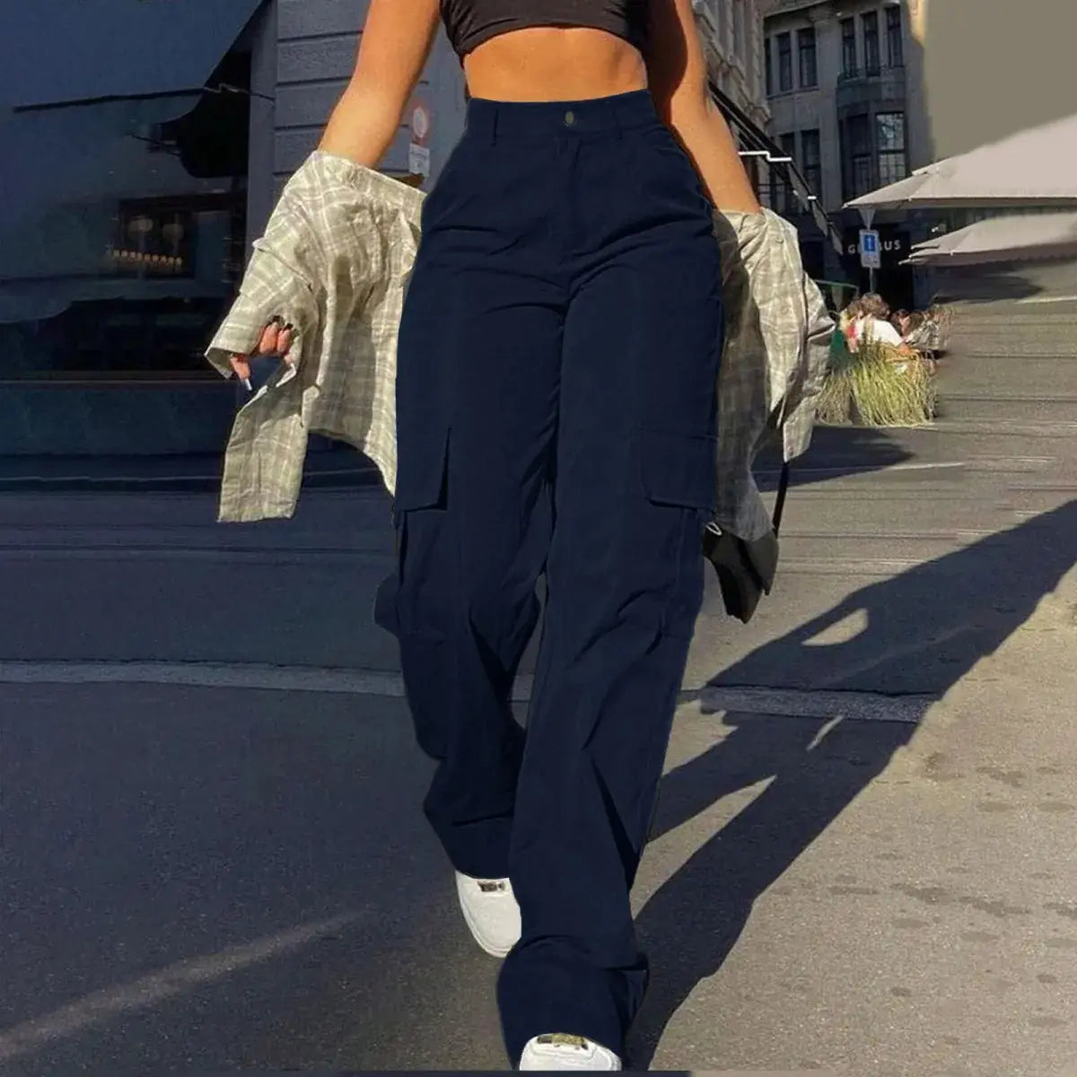 Multi-Pocket Workwear Straight-leg Trousers