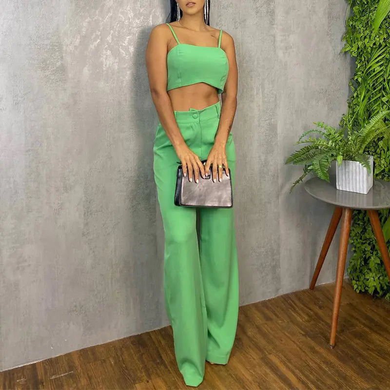 Conjunto Casual de Dos Piezas con Tirantes Ajustables
