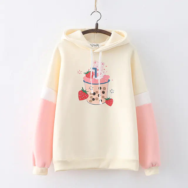 Sudadera con Capucha de Fresa Kawaii