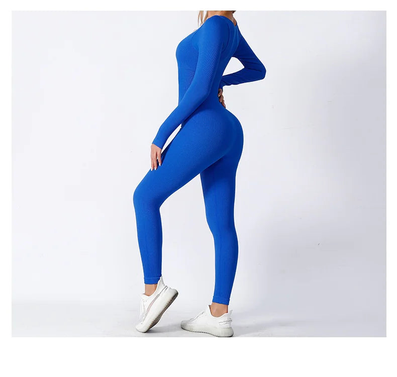Mono de Yoga Sin Costuras de Manga Larga