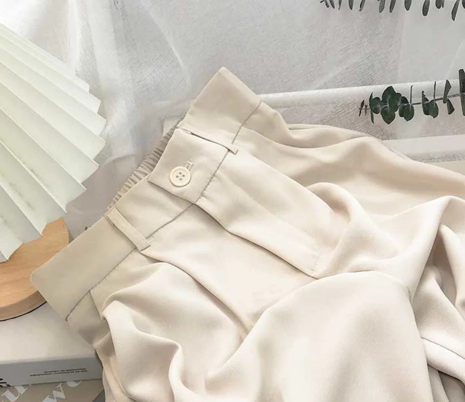 Pantalones Negros Sueltos y Ajustados de Talle Alto para Mujer