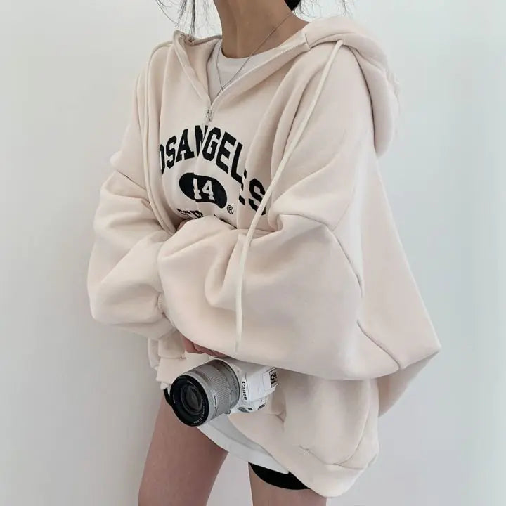 Hooded Padded Fleece Jacket for Women with Zipper