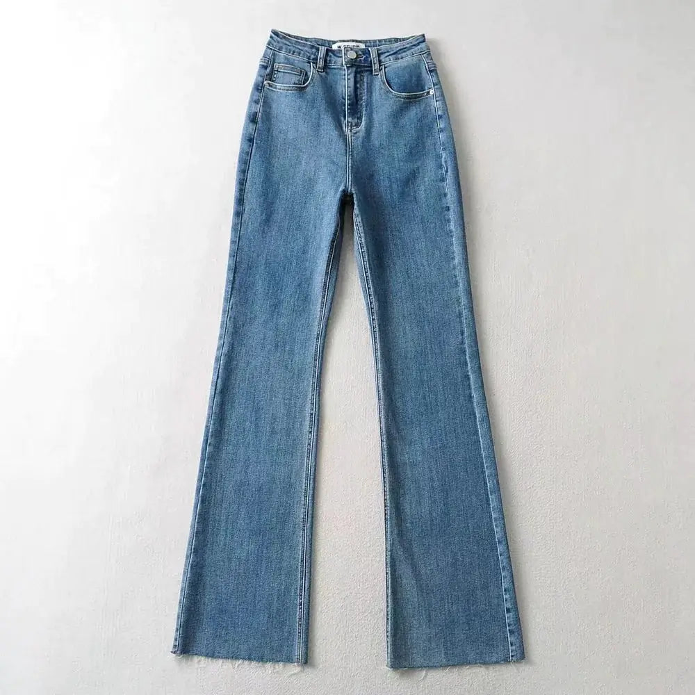 Pantalones Vaqueros Acampanados de Cintura Alta para Mujer