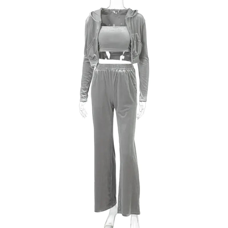 Conjunto de 3 Piezas para Mujer – Sudadera, Pantalón y Top
