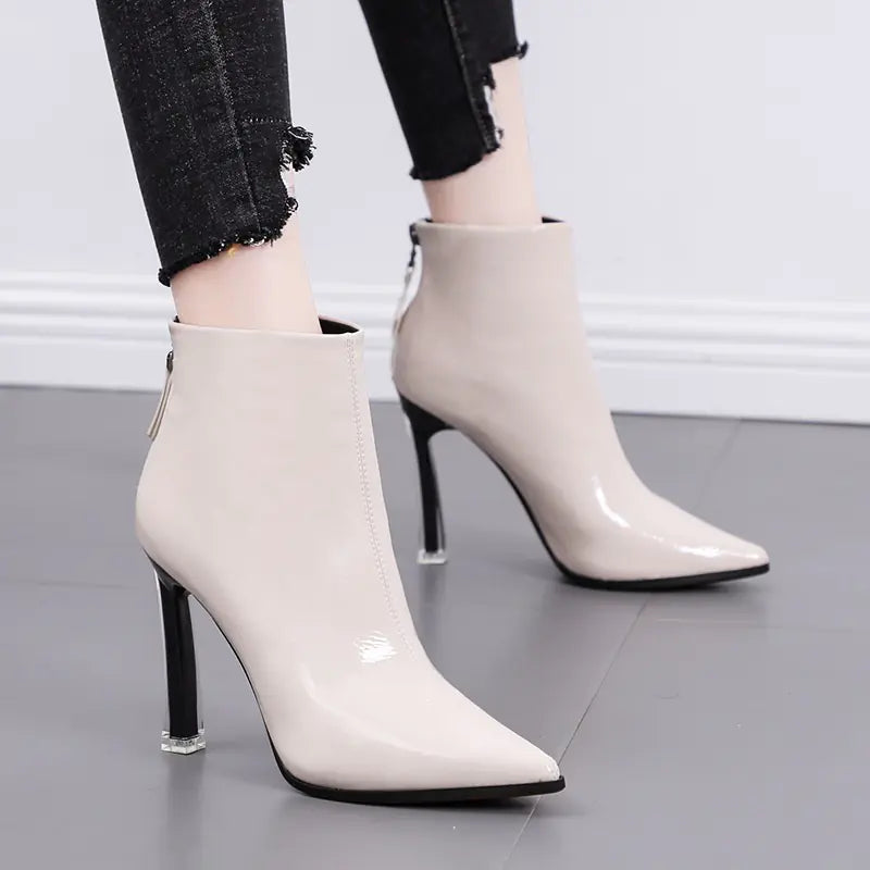 Women's Back Zip Stiletto Ankle Boots