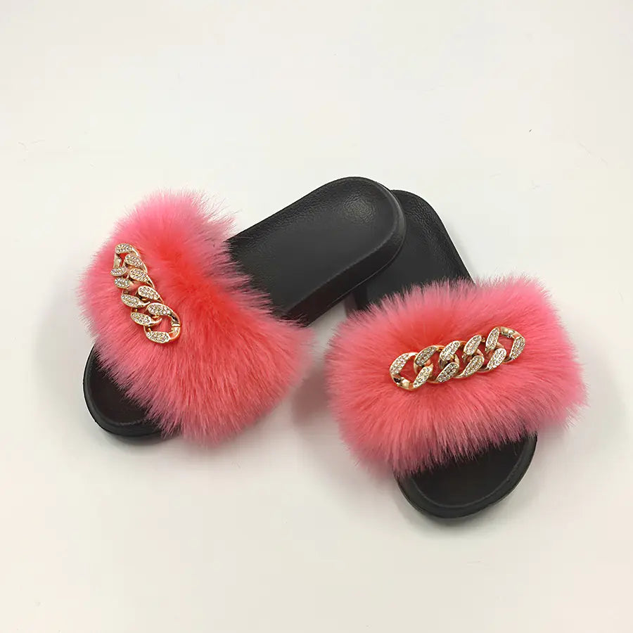 Chanclas con Plumas y Cadena