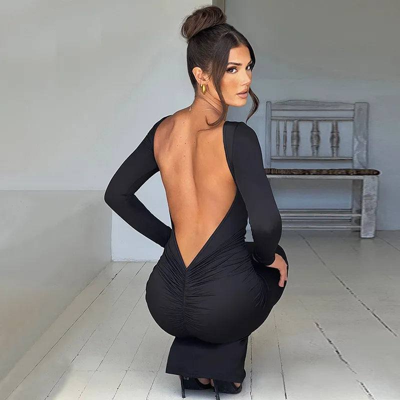 Vestido Plisado Sin Espalda