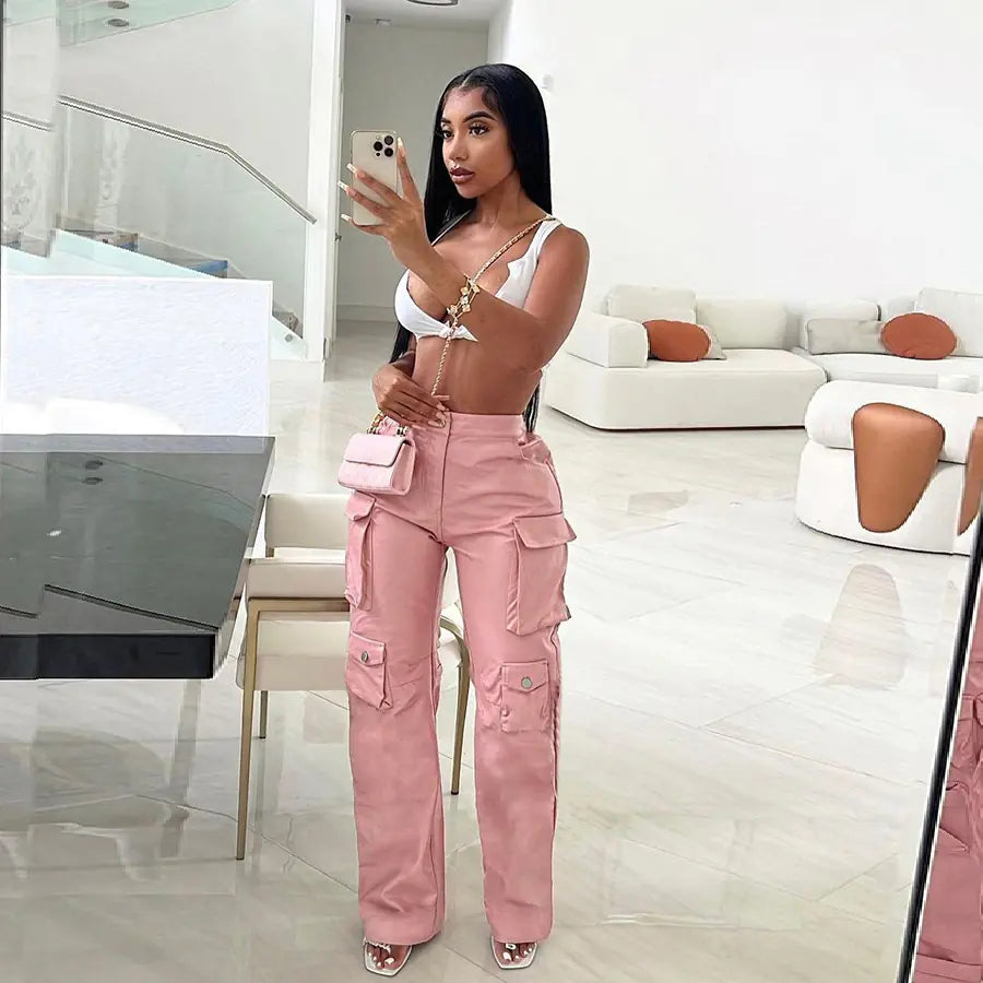 Pantalones Casuales de Alta Cintura para Mujer