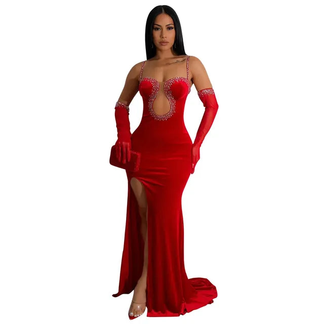 Vestido de Noche de Diamantes Sexy Otoñal