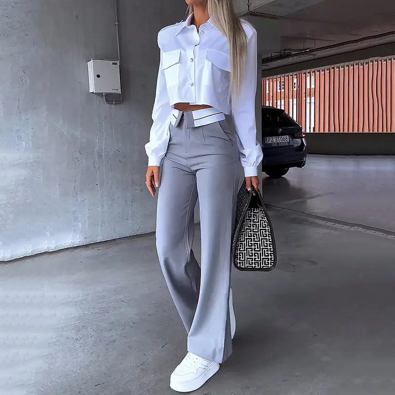 Women's Fashion Two-Piece Set with Loose Pants