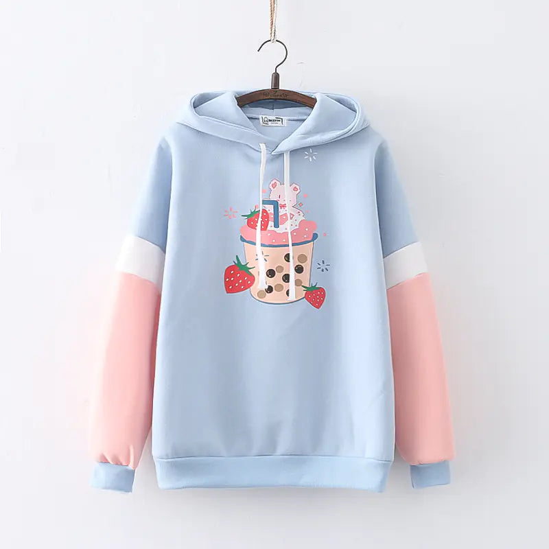 Sudadera con Capucha de Fresa Kawaii