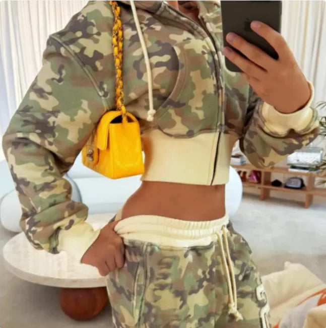 Women's Camo Cardigan & Pants Set
