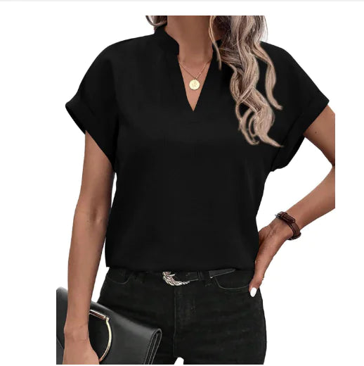 Camiseta corta de manga corta y escote en V
