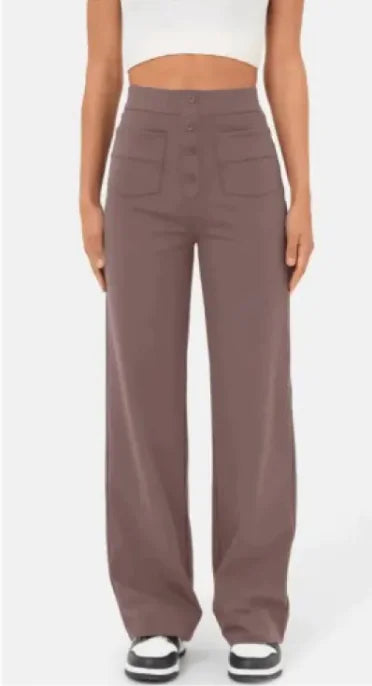 Pantalones de Pierna Ancha y Cintura Alta para Mujer Otoño