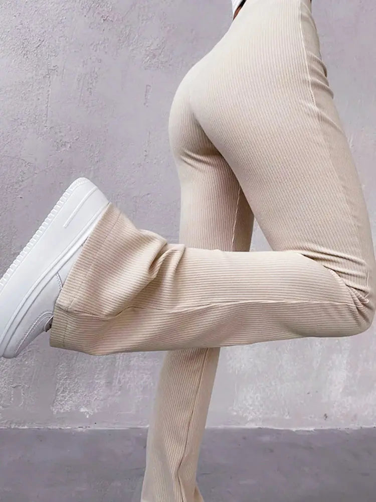Pantalones Casuales de Cintura Alta para Mujer