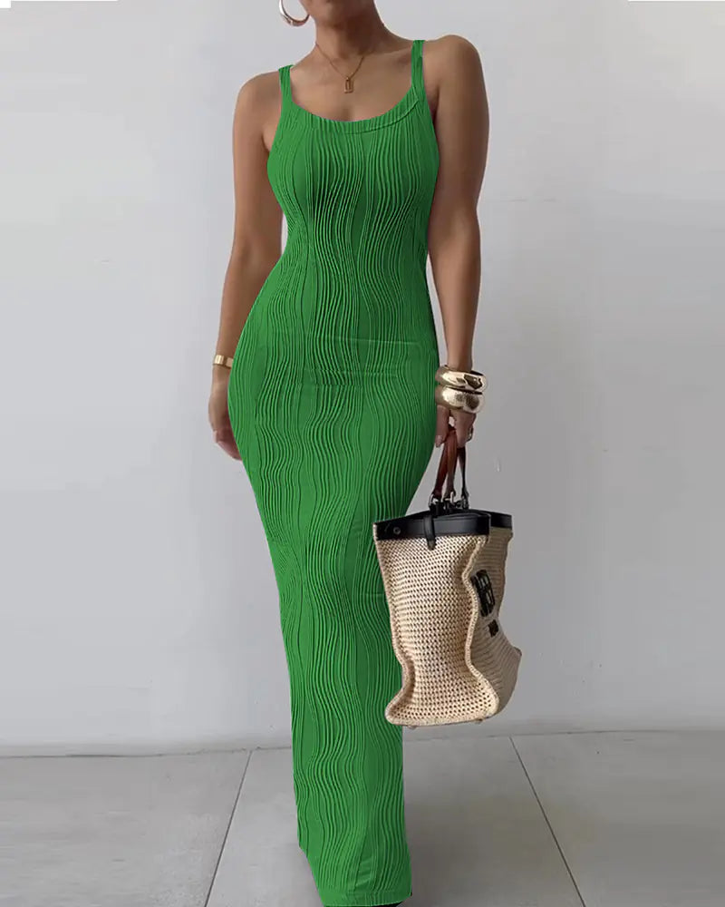 Vestido Largo Delgado Ajustado con Tirantes para Mujer