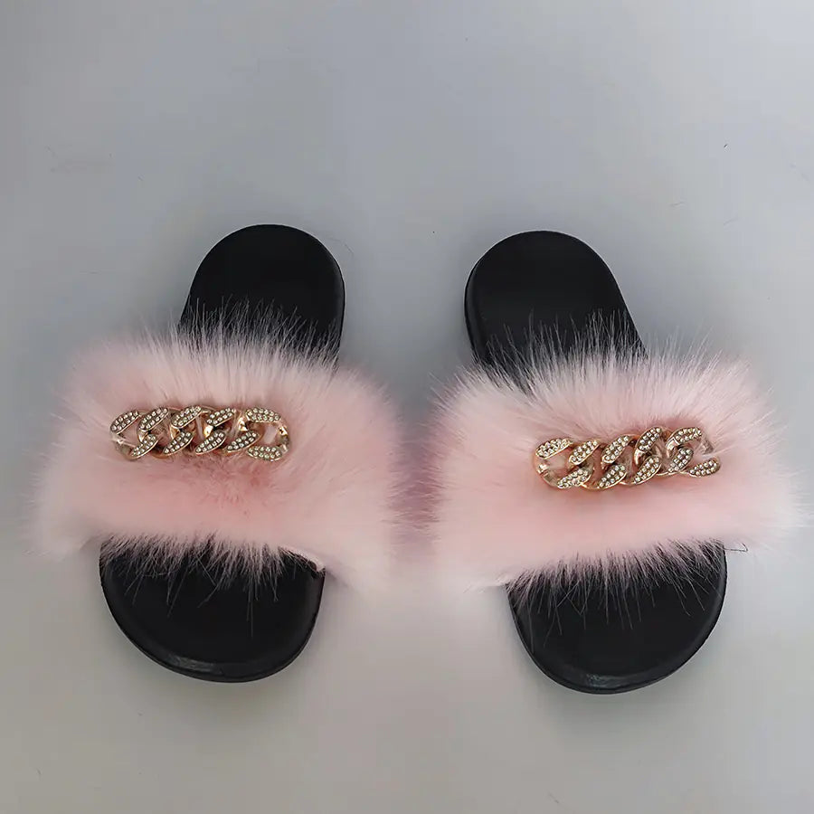 Chanclas con Plumas y Cadena