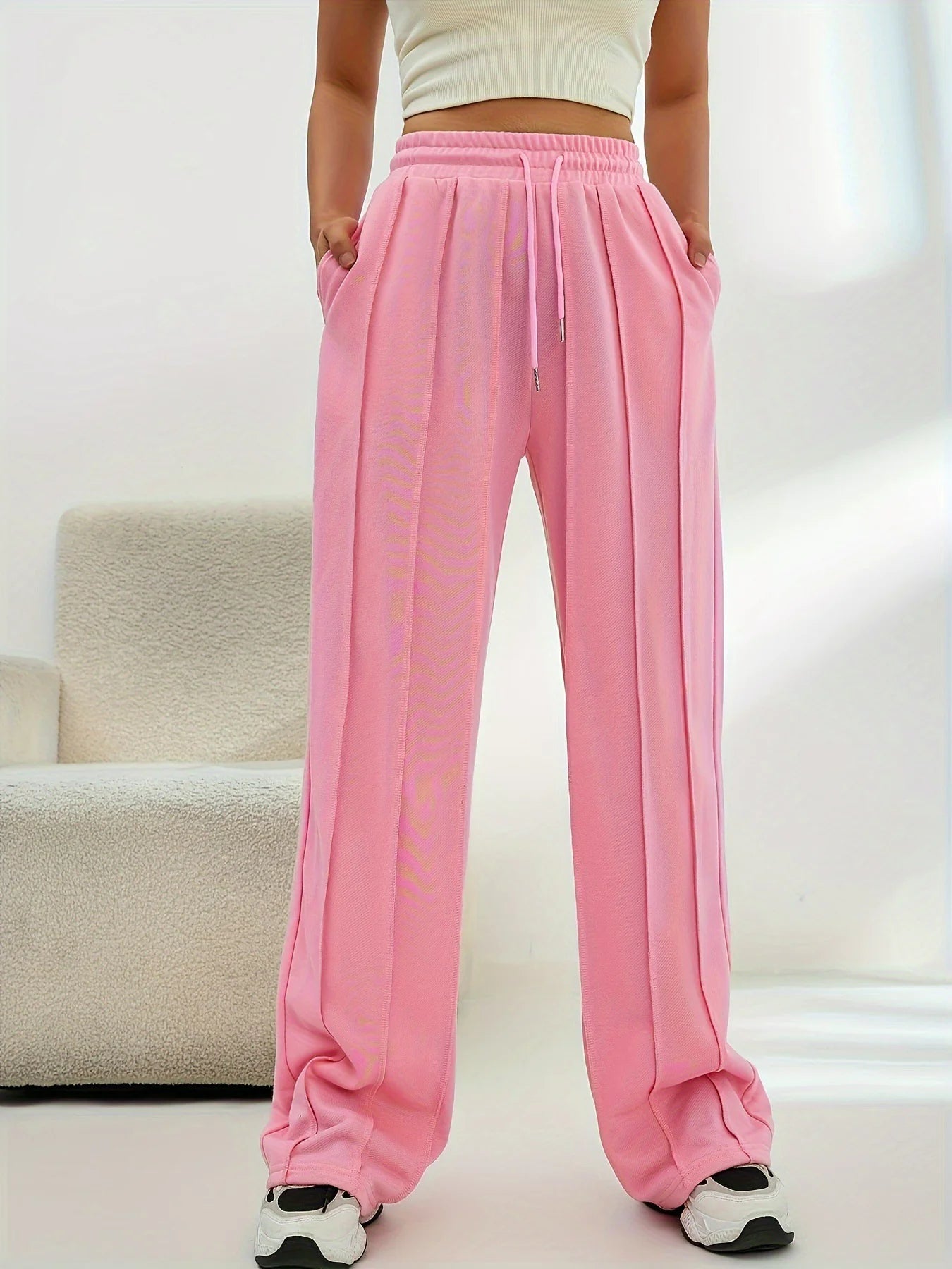 Pantalones Anchos de Cintura Alta para Mujer