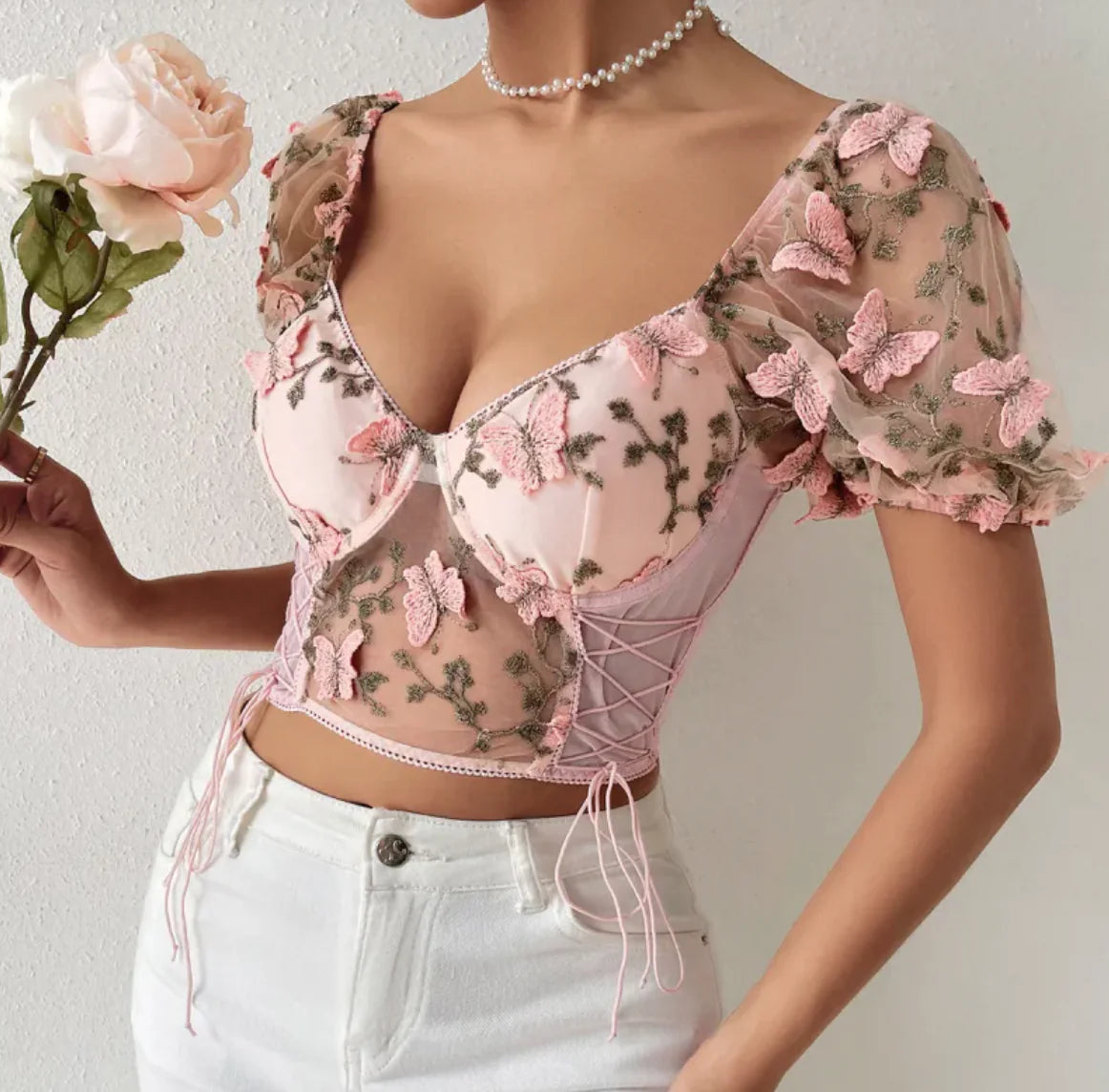 Top con Detalles de Malla