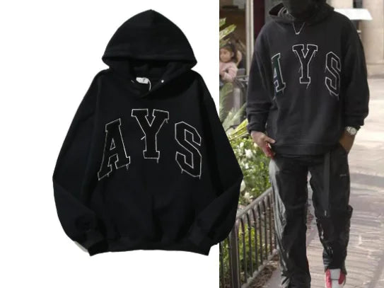 Sudadera Bordada con Capucha y Vellón Retro