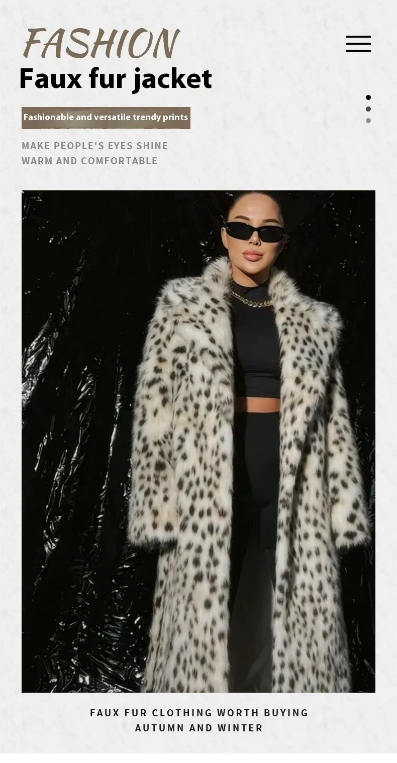 Abrigo de Piel Sintética con Estampado de Leopardo