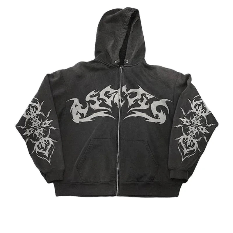 Street Gothic Y2K Printed Hoodie