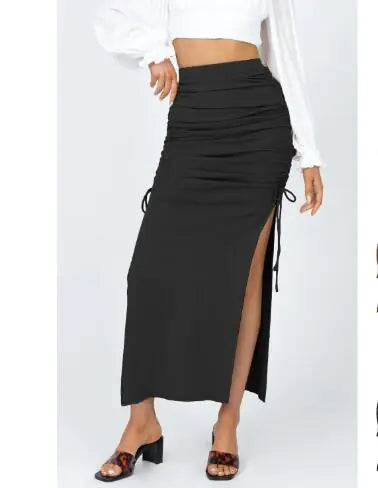 Falda Midi Plisada con Abertura Lateral para Mujer