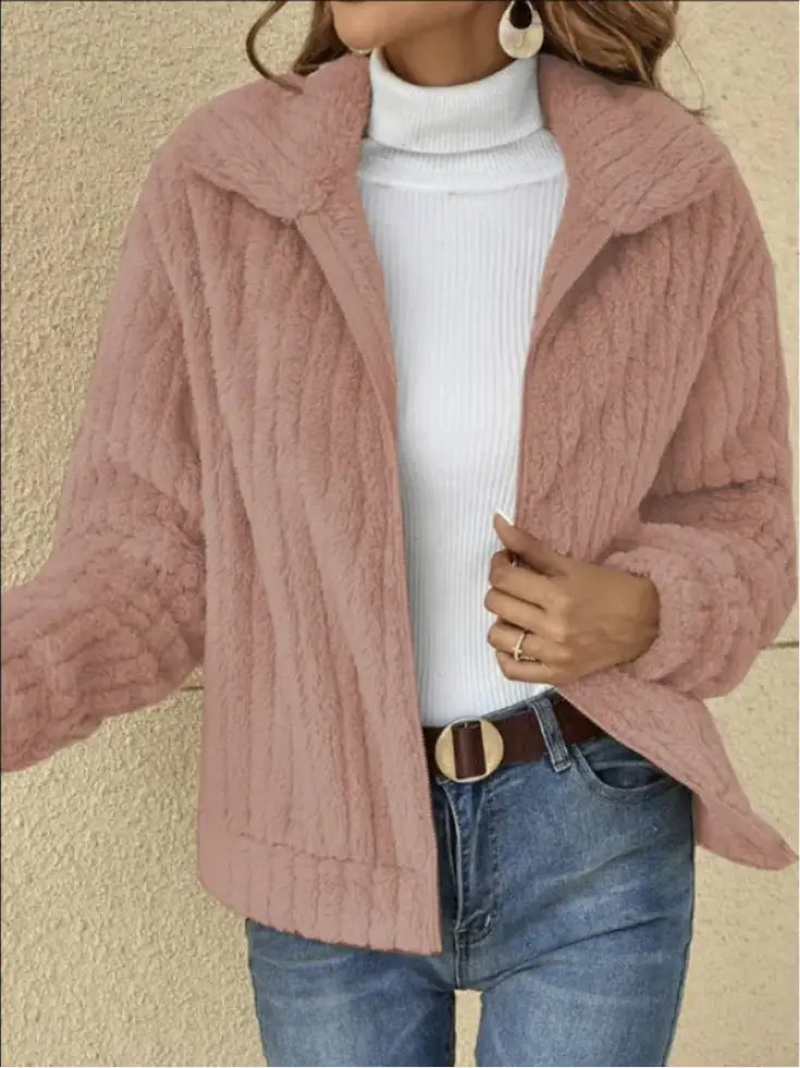 Chaqueta Corta Acogedora con Solapa de Forro Polar