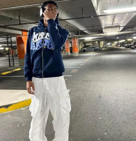 Sudadera con Capucha y Cremallera Estampada