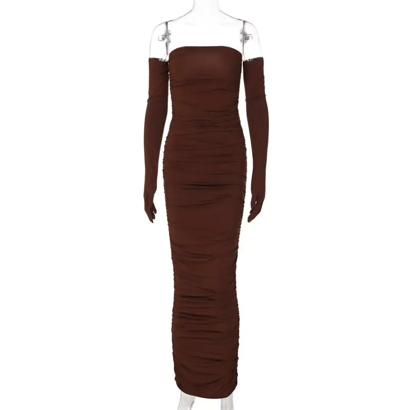 Vestido plisado de manga larga
