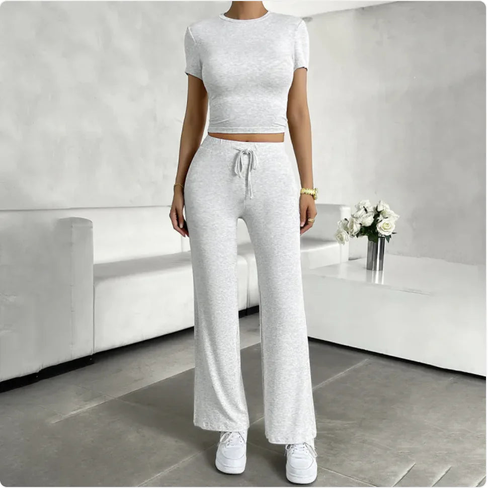 Conjunto de Moda Urbana Casual con Cuello Redondo