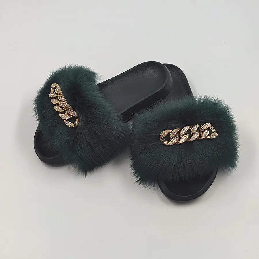 Chanclas con Plumas y Cadena