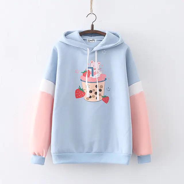 Sudadera con Capucha de Fresa Kawaii