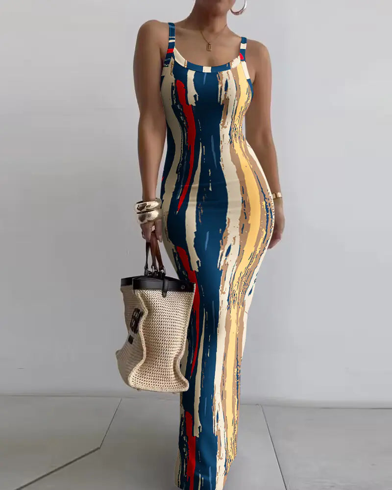 Vestido Largo Delgado Ajustado con Tirantes para Mujer