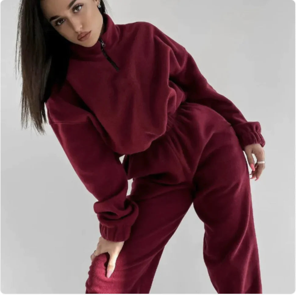 Conjunto de Suéter con Cremallera y Cuello Alto