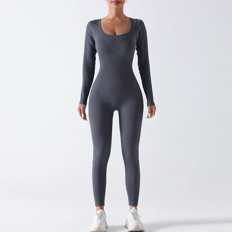 Mono de Yoga Sin Costuras de Manga Larga