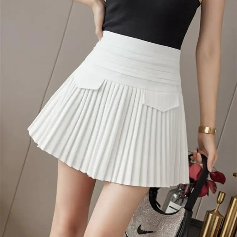 Women's High Waist Slim Pleated Skirt