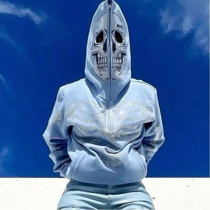 Sudadera con Cremallera Street Skull Rhinestone