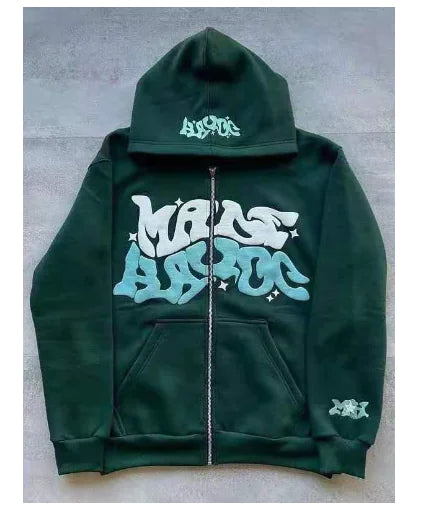 Sudadera con Capucha y Cremallera Estampada Y2K