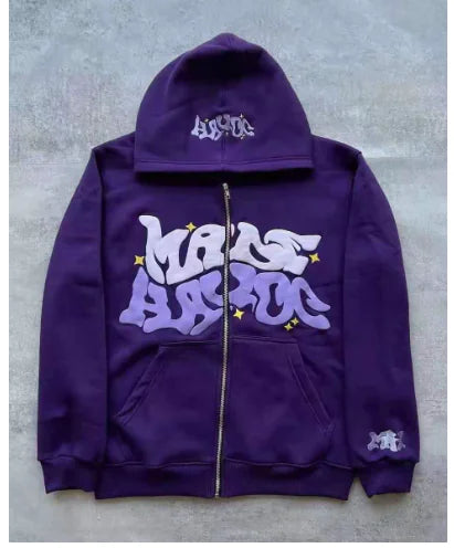 Sudadera con Capucha y Cremallera Estampada Y2K