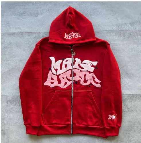 Sudadera con Capucha y Cremallera Estampada Y2K