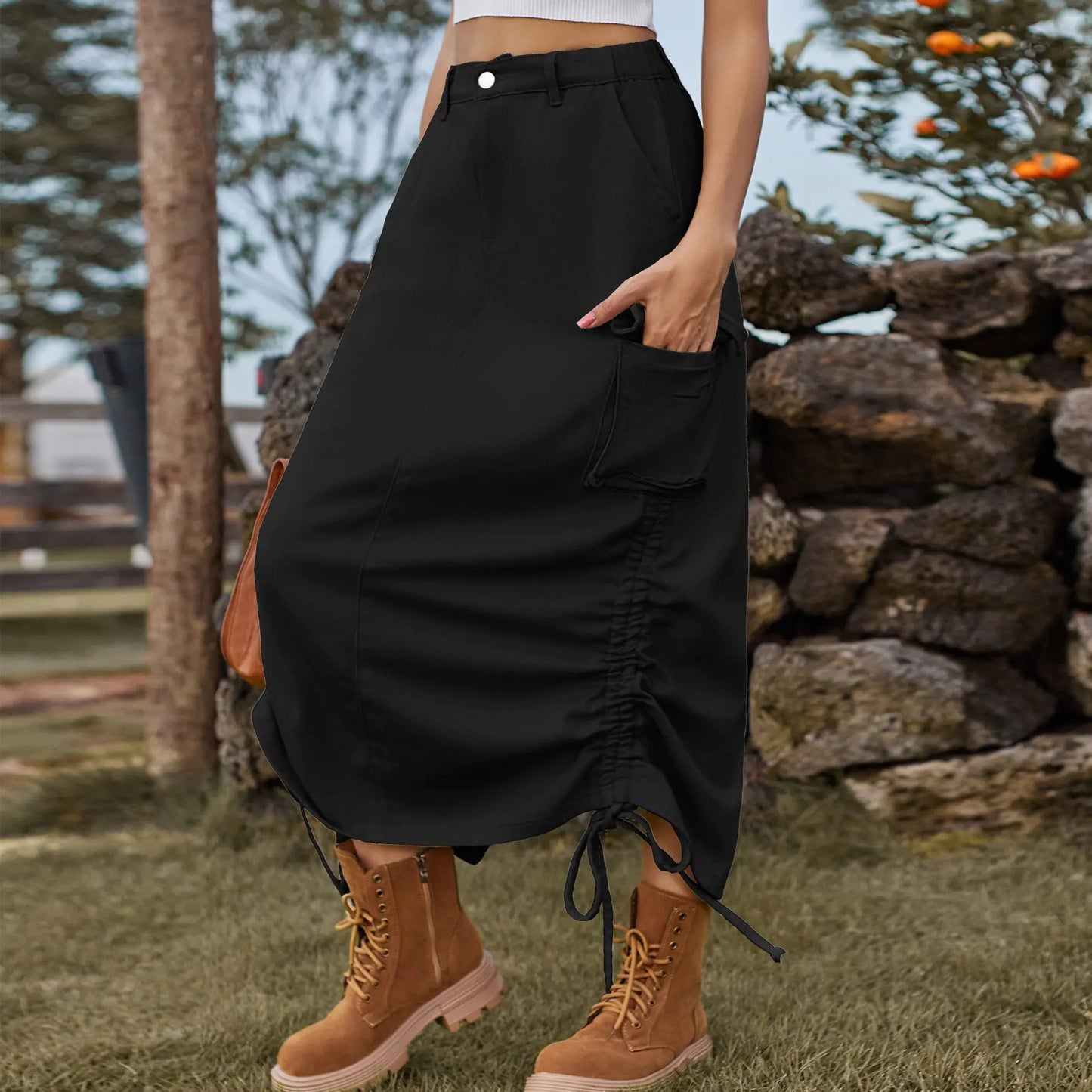 Falda Midi Casual de Denim Americana