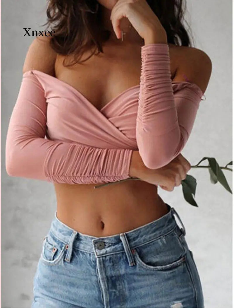 Top con Hombros Descubiertos y Cuello en V