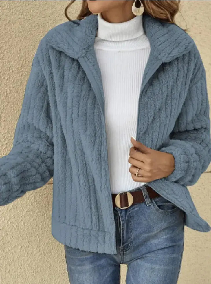 Chaqueta Corta Acogedora con Solapa de Forro Polar