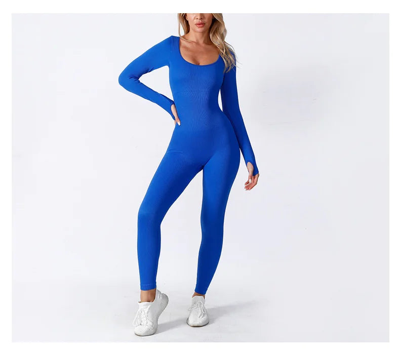 Mono de Yoga Sin Costuras de Manga Larga