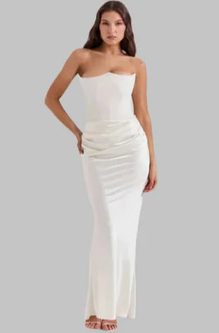 Vestido de Seda Sin Hombros