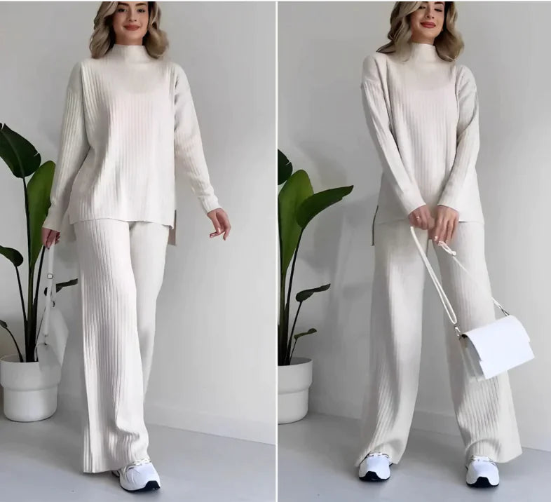 Conjunto de Suéter Cuello Tortuga y Pantalones Elegantes
