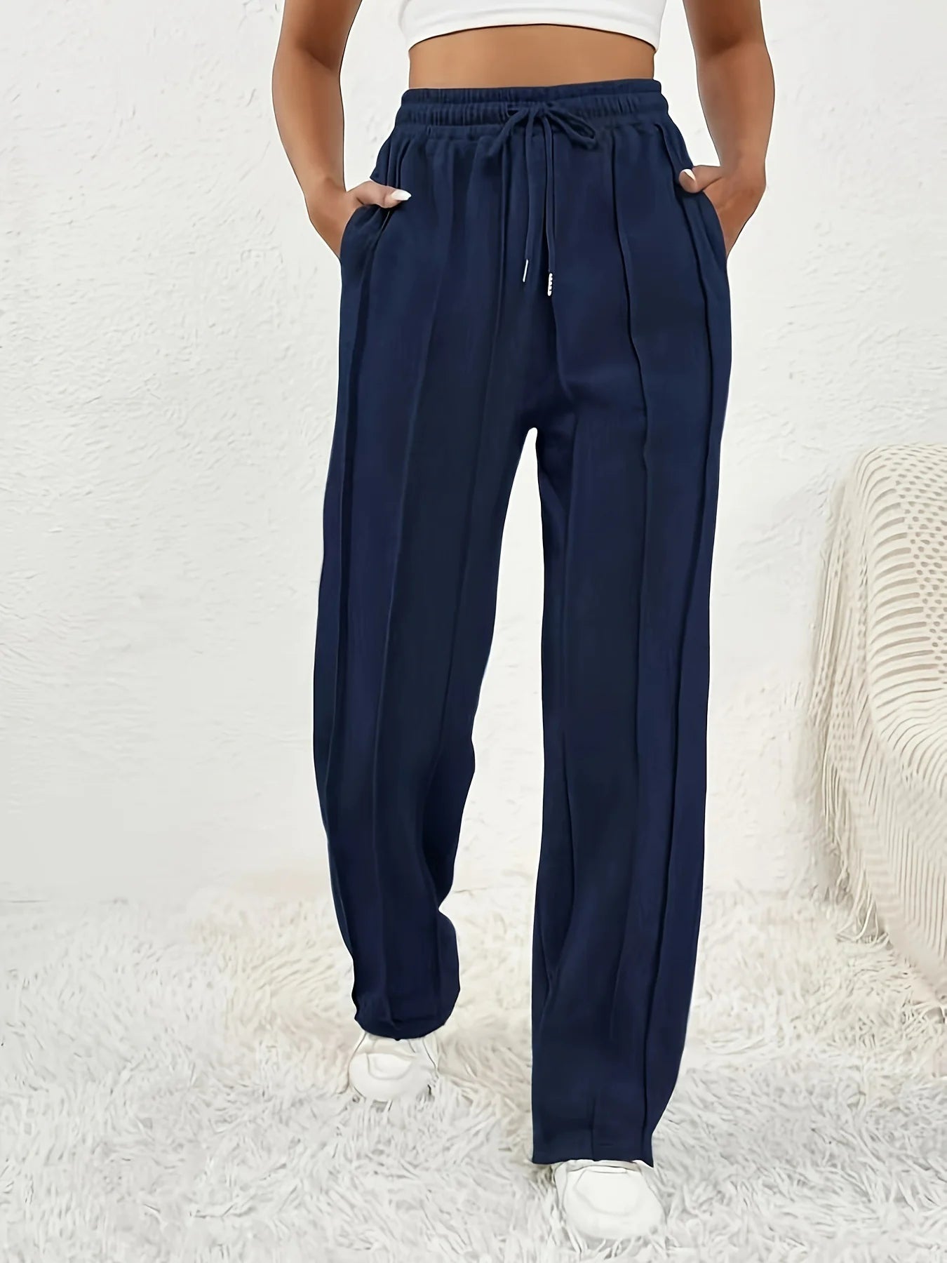 Pantalones Anchos de Cintura Alta para Mujer