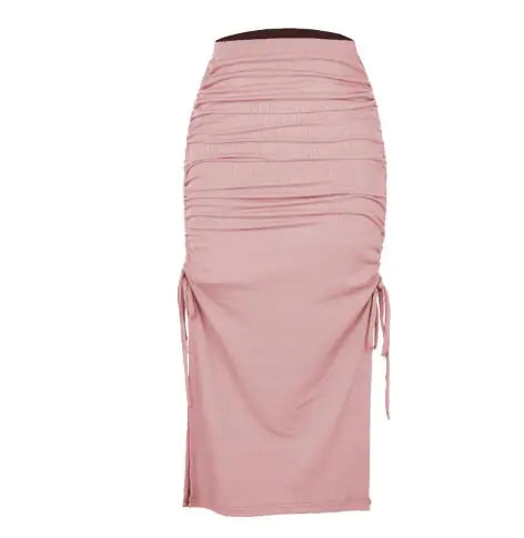Falda Midi Plisada con Abertura Lateral para Mujer